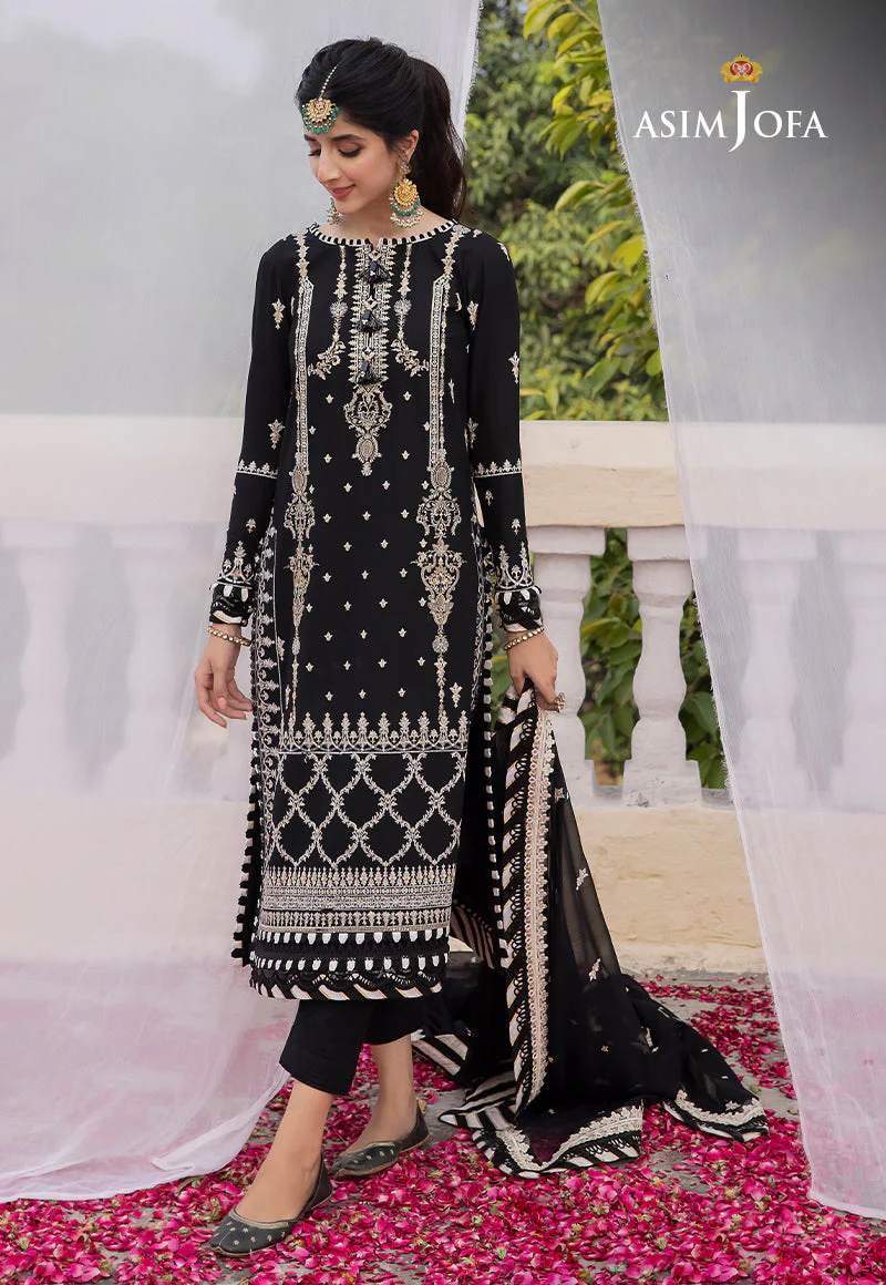 AJAB-01 DESIGNERS EMBROIDERED STITCHED 3 PCS - Image 11