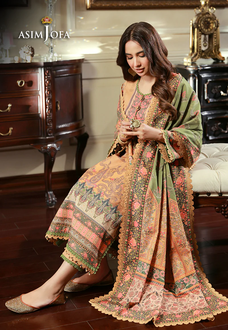 AJAWP-12 PRINTED KARANDI STITCHED 3 PCS - Image 3