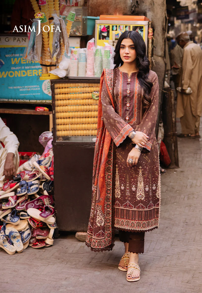 AJBBD-09 DESIGNERS EMBROIDERED STITCHED 3 PCS - Image 3