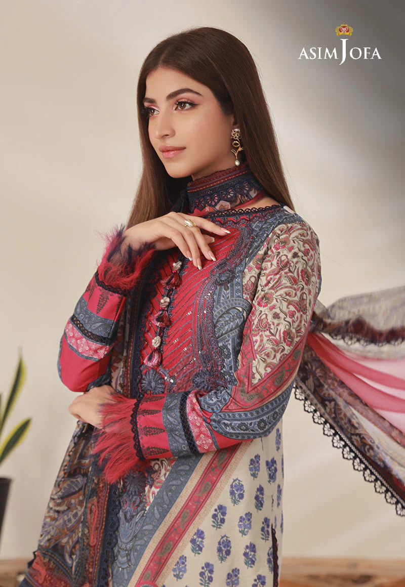 AJBPD-14 DESIGNERS STITCHED PRINTED CAMBRIC 3 PCS - Image 2