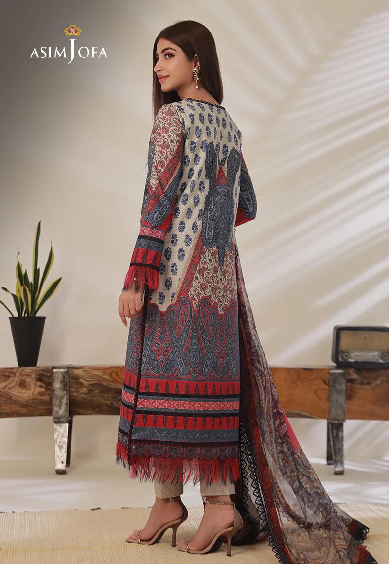 AJBPD-14 DESIGNERS STITCHED PRINTED CAMBRIC 3 PCS - Image 3