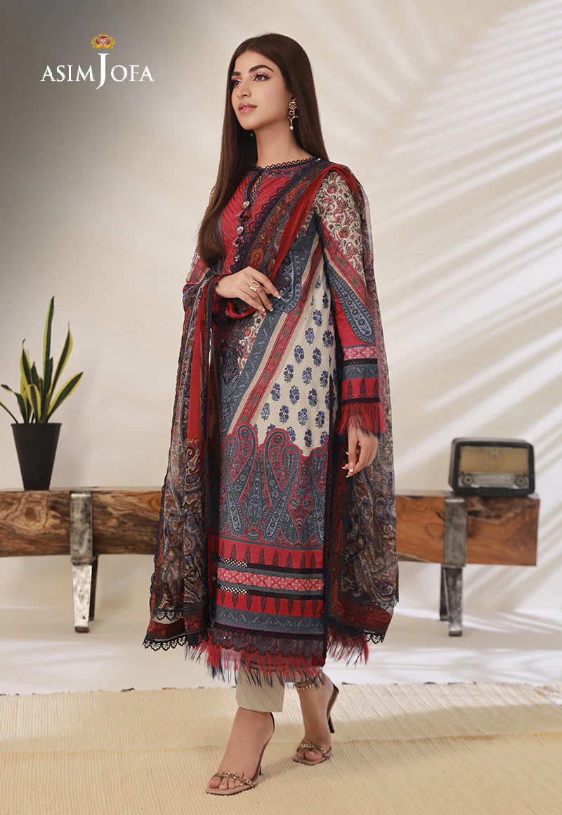 AJBPD-14 DESIGNERS STITCHED PRINTED CAMBRIC 3 PCS - Image 4