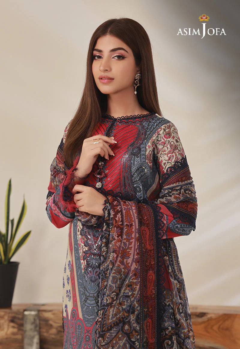 AJBPD-14 DESIGNERS STITCHED PRINTED CAMBRIC 3 PCS - Image 7