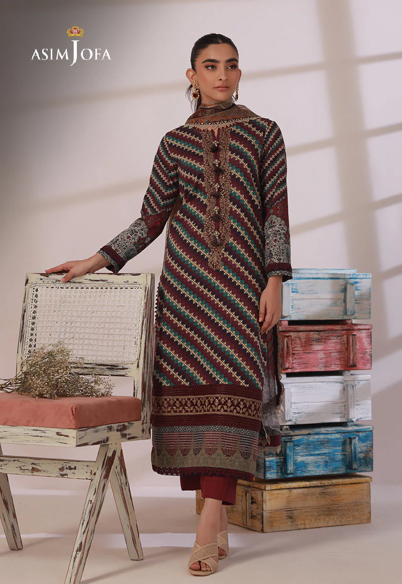 AJBPD-22 DESIGNERS STITCHED EMBROIDERED CAMBRIC 3 PCS - Image 6