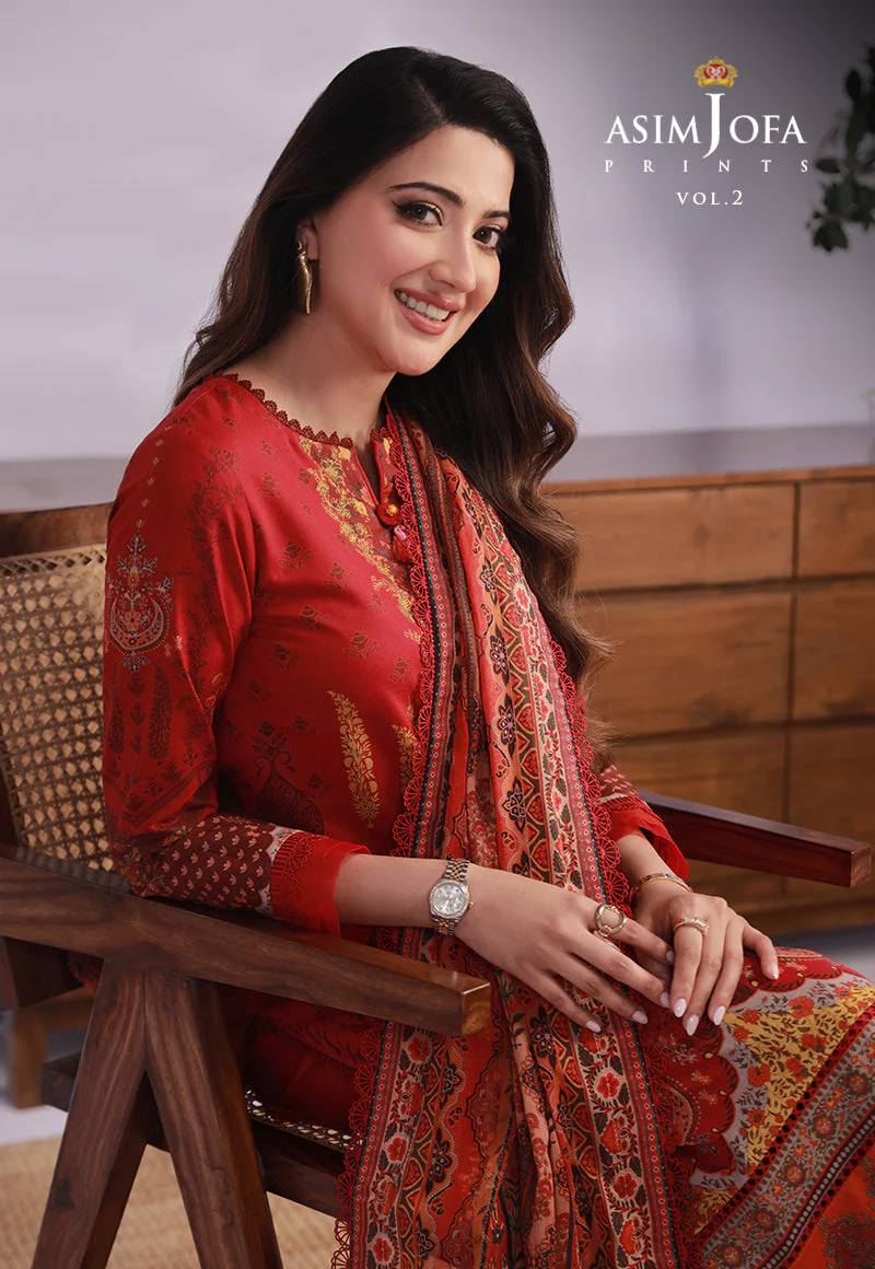 AJBPD-32 DESIGNERS STITCHED PRINTED LAWN 3 PCS - Image 7