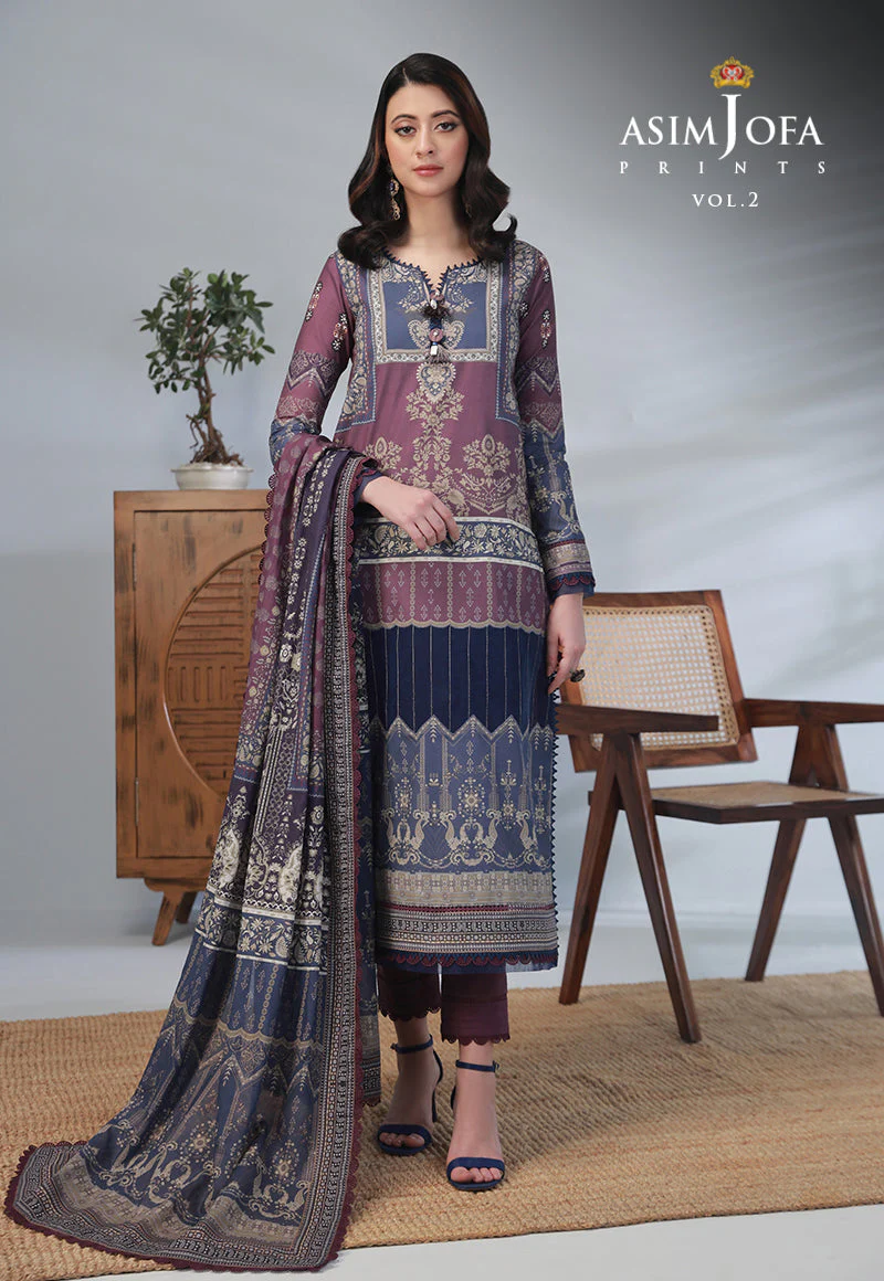 AJBPD-48 DESIGNERS STITCHED PRINTED LAWN 3 PCS - Image 6
