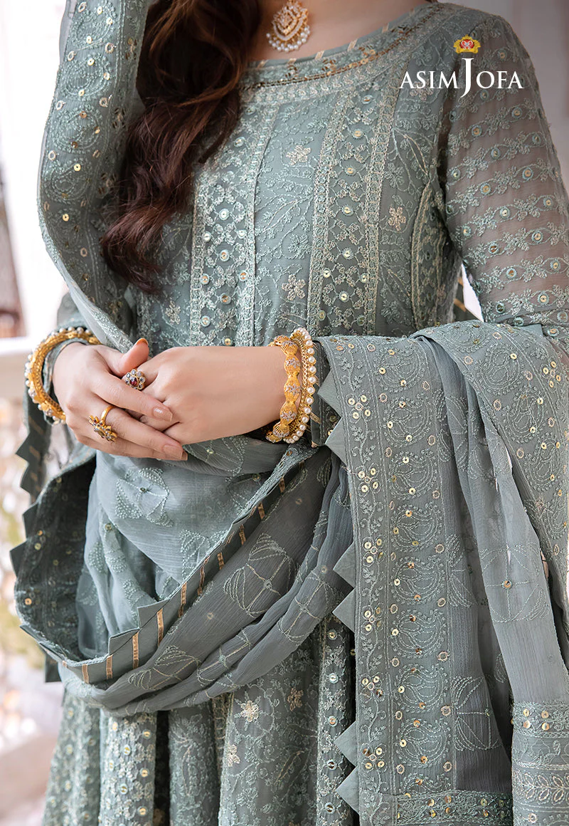 AJCC-07 DESIGNERS STITCHED EMBROIDERED CHIFFON 3 PCS - Image 5