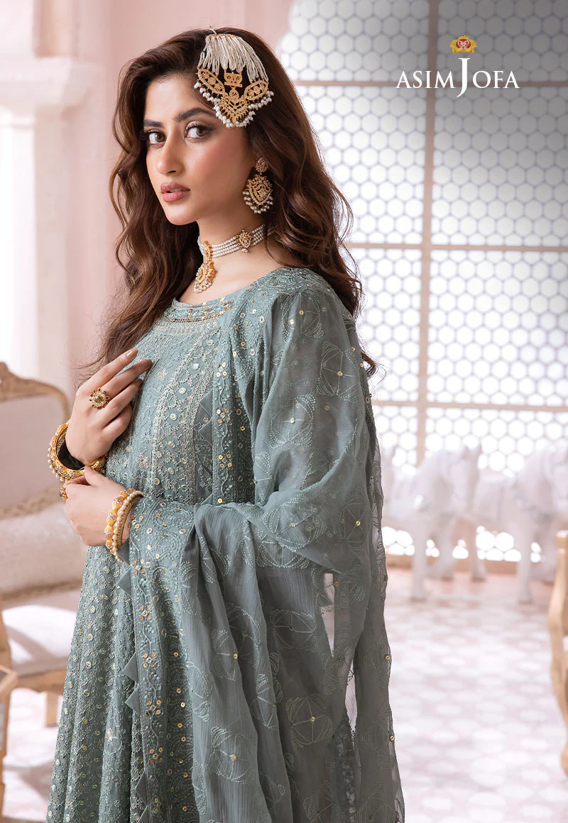 AJCC-07 DESIGNERS STITCHED EMBROIDERED CHIFFON 3 PCS - Image 9