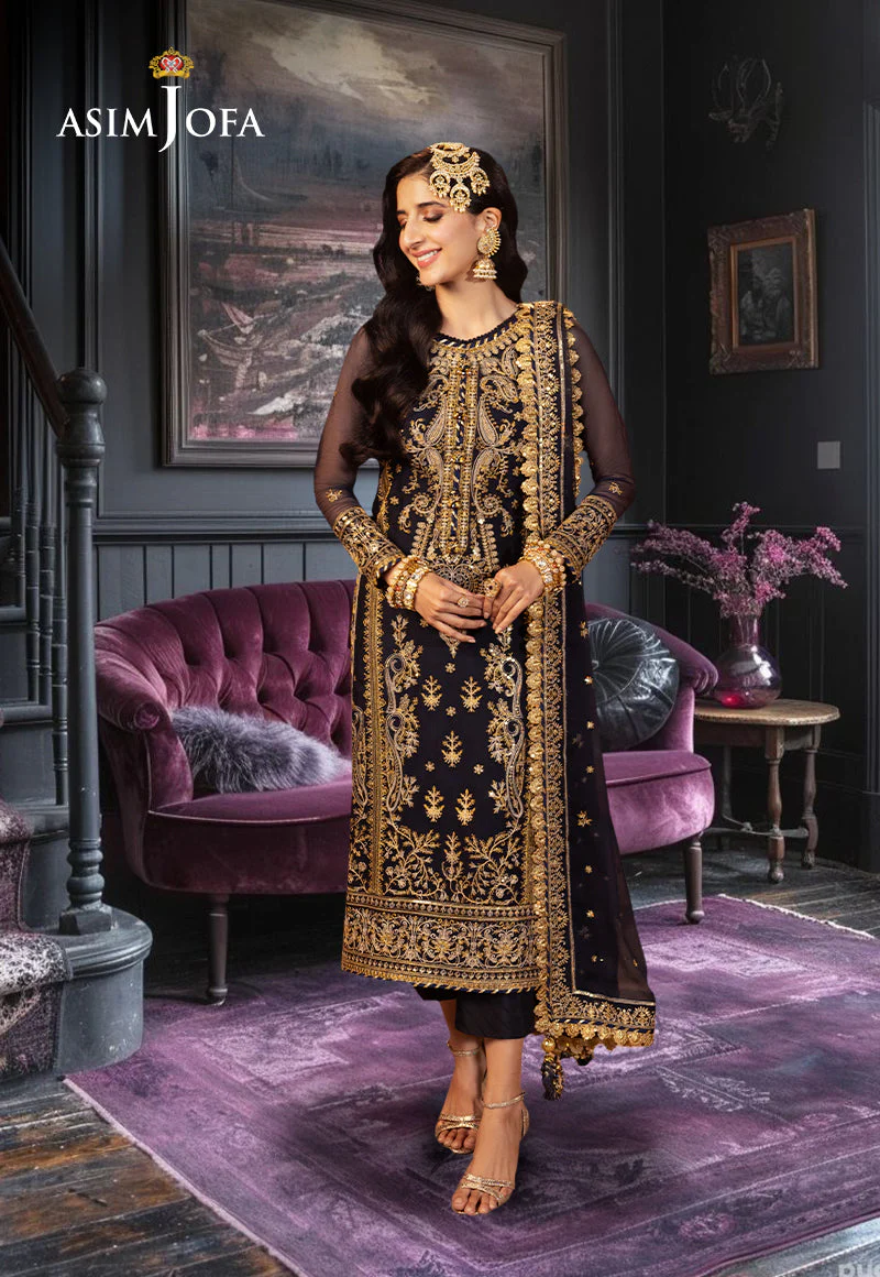 AJCDD-11 EMBROIDERED CHIFFON STITCHED 3 PCS