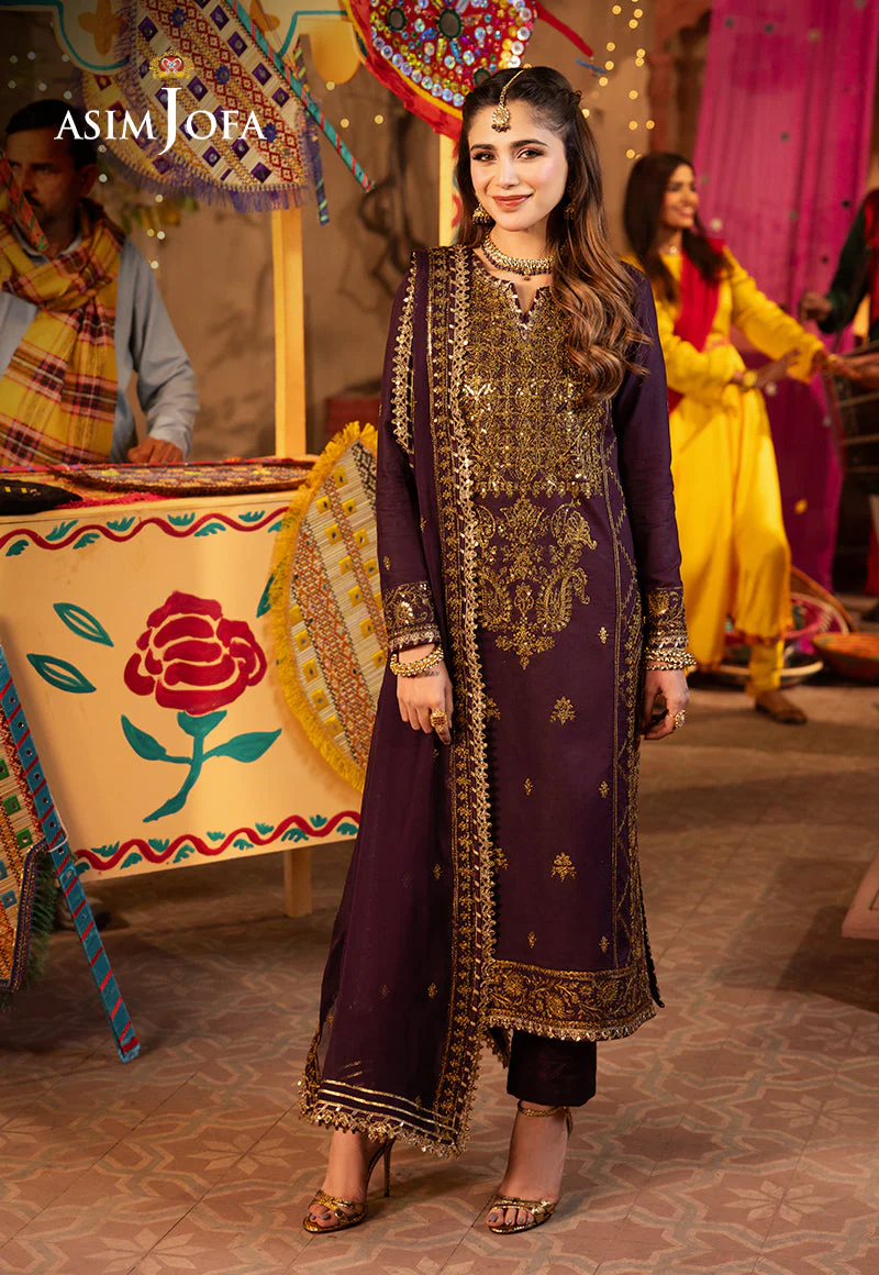 AJCDD-23 EMBROIDERED TWISTED SILK STITCHED 2 PCS
