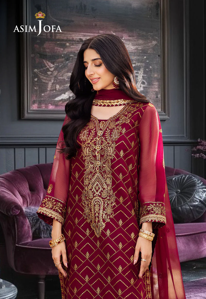 AJCFD-01 EMBROIDERED CHIFFON STITCHED 3 PCS