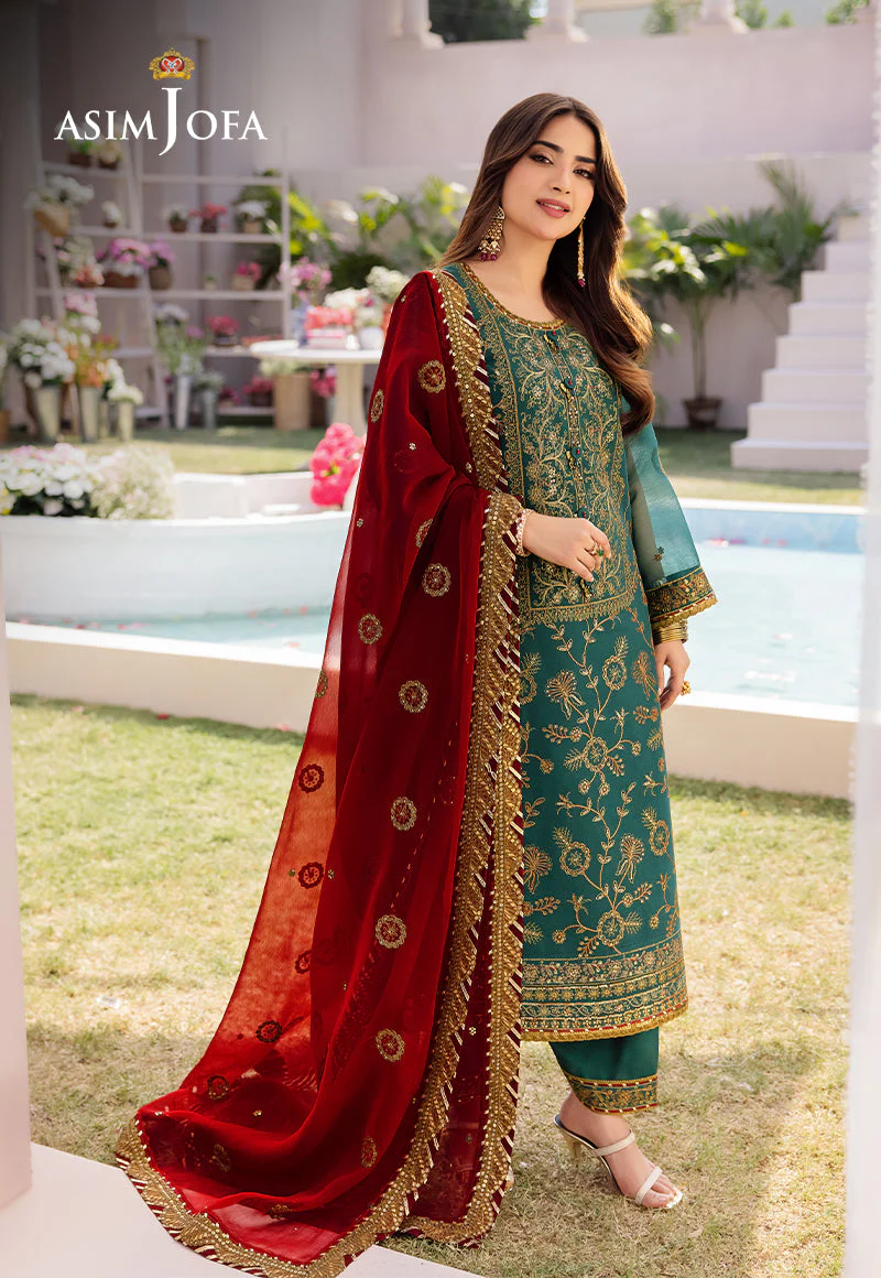 AJCFD-11 EMBROIDERED CHIFFON STITCHED 3 PCS - Image 3
