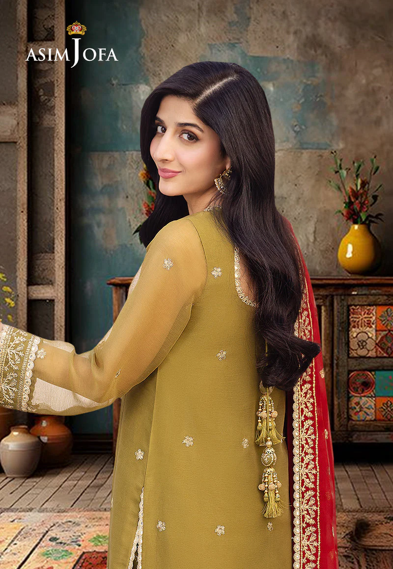 AJCFD-26 EMBROIDERED CHIFFON STITCHED 3 PCS - Image 3