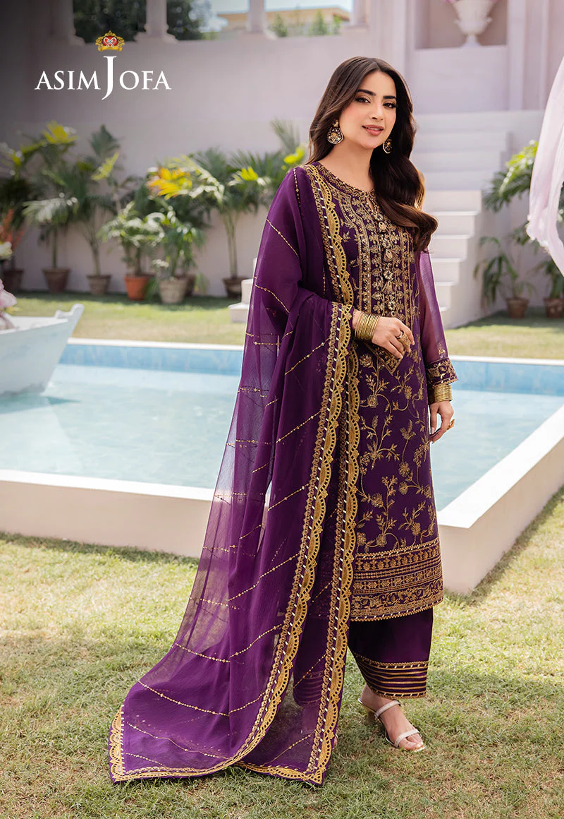 AJCFP-08 EMBROIDERED CHIFFON STITCHED 3 PCS - Image 5