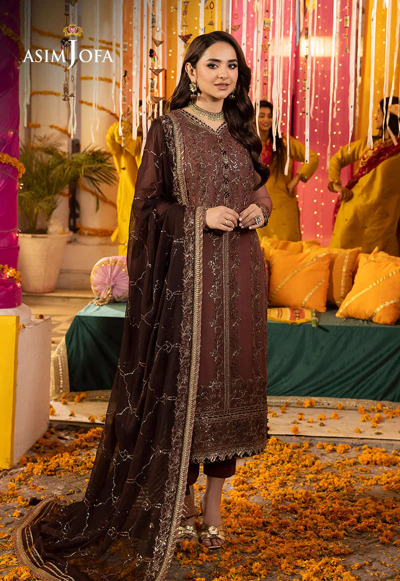 AJDAP-14 EMBROIDERED CHIFFON STITCHED 3 PCS - Image 5