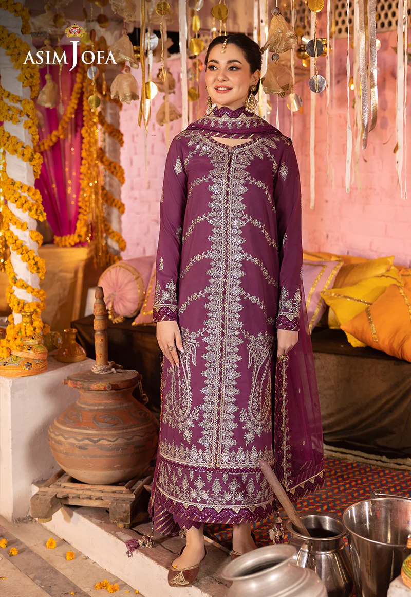 AJDAP-18 EMBROIDERED LAWN SILK STITCHED 3 PCS - Image 5
