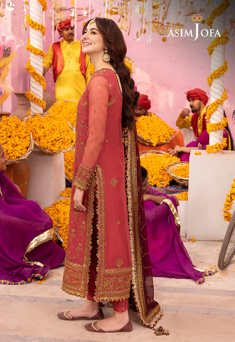 AJDAP-23 EMBROIDERED CHIFFON STITCHED 3 PCS - Image 4