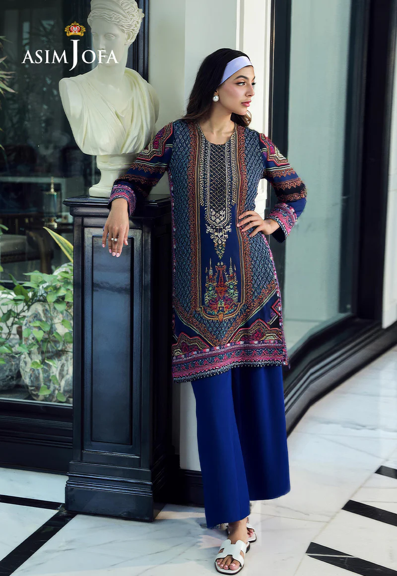 AJDSAI-171 PRINTED EMBROIDERED SILK STITCHED 2 PCS