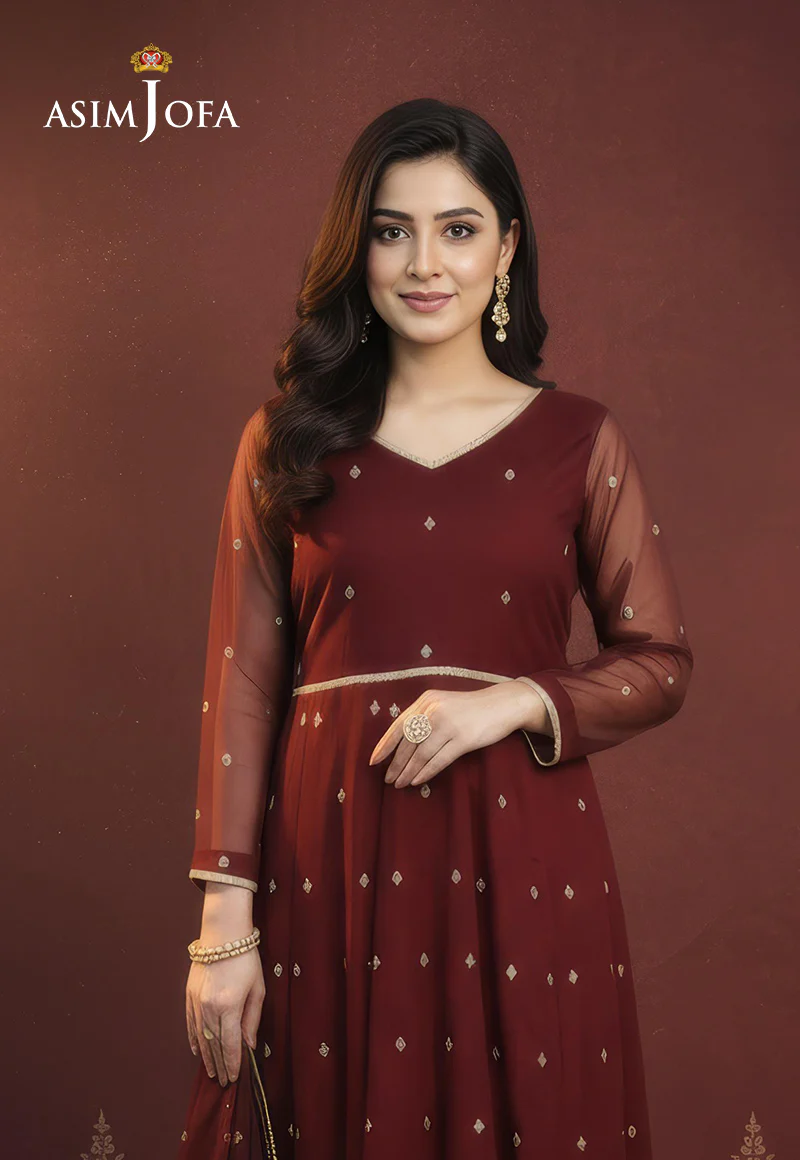 AJDSAI-177 EMBROIDERED ORGANZA STITCHED 2 PCS - Image 2
