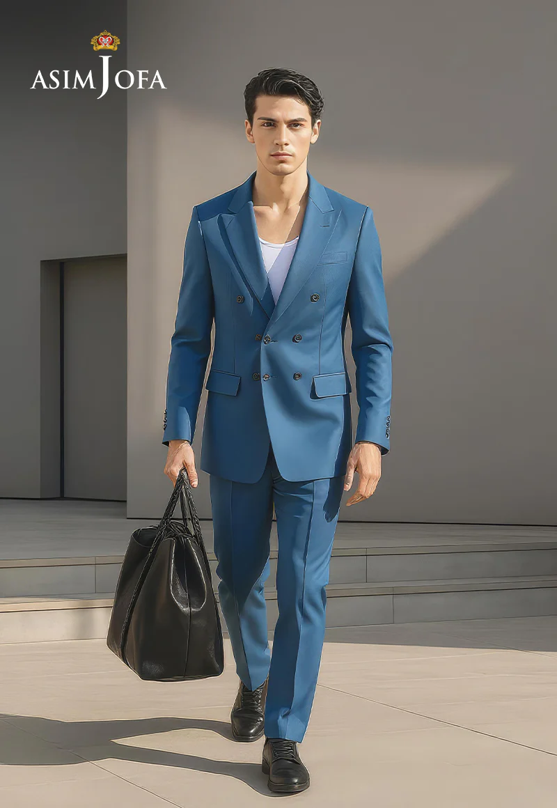 AJDSAI-195 BLUE SUIT STITCHED 2 PCS