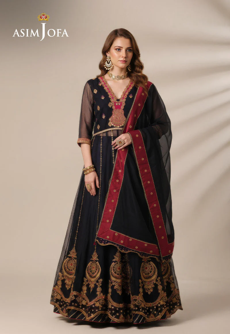 AJDSAI-246 EMBROIDERED ORGANZA STITCHED 3 PCS