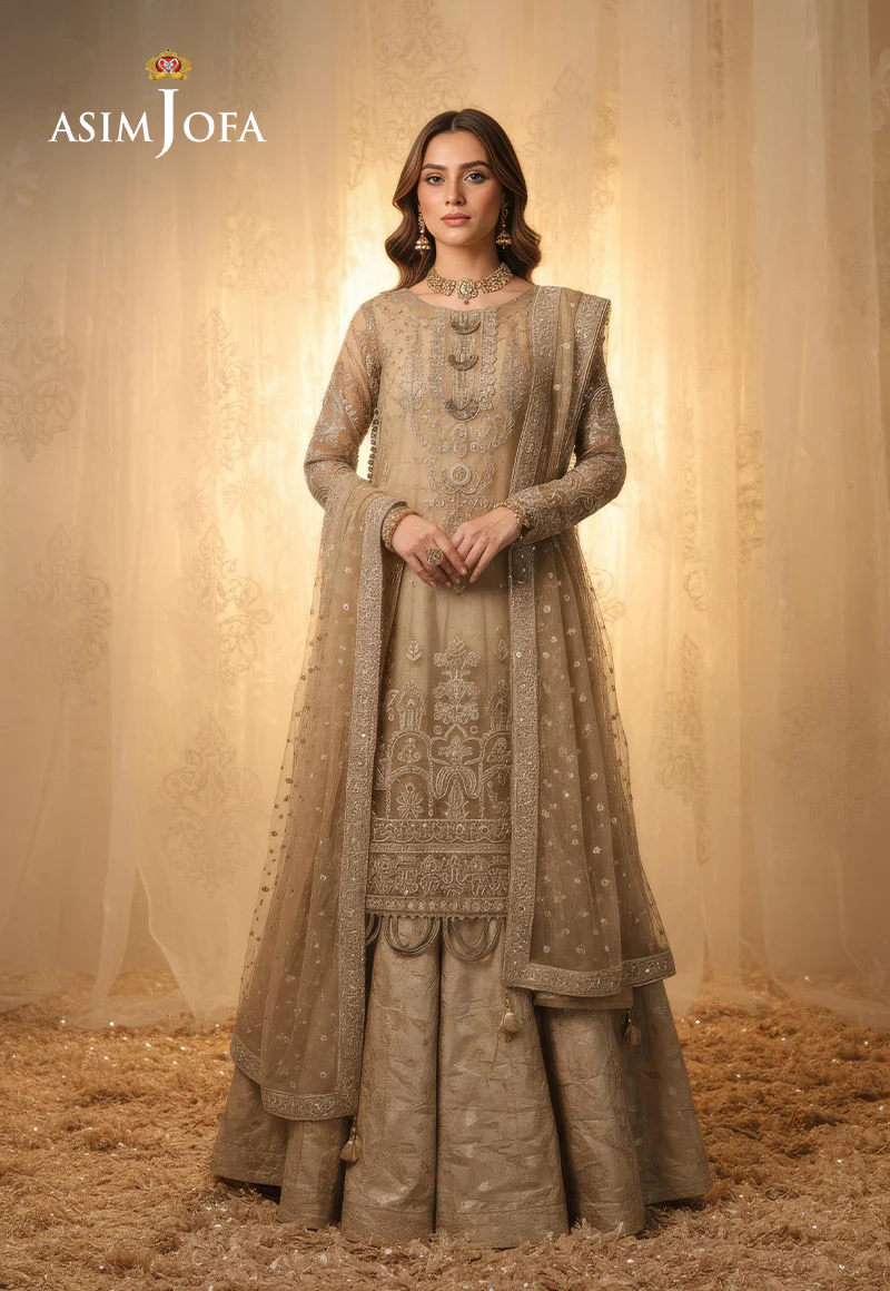 AJDSAI-294 EMBROIDERED ORGANZA STITCHED 3 PCS