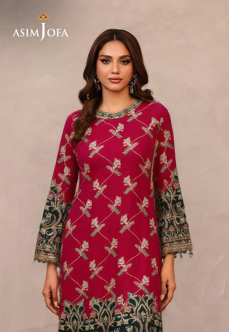 AJDSAI-341 EMBROIDERED RAW SILK STITCHED 2 PCS - Image 2