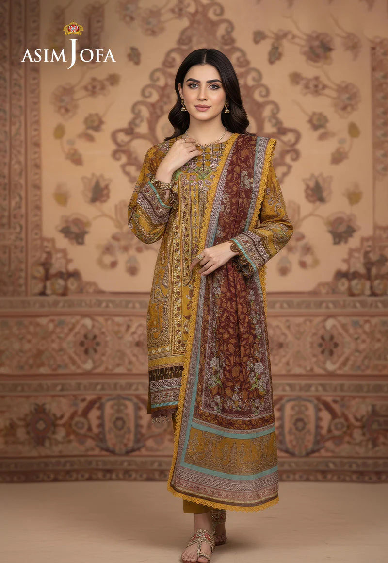 AJDSAI-543 EMBROIDERED LAWN STITCHED 3 PCS