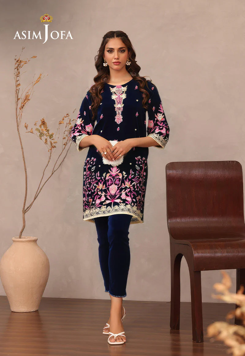 AJDSAI-584 EMBROIDERED VELVET STITCHED 2 PCS