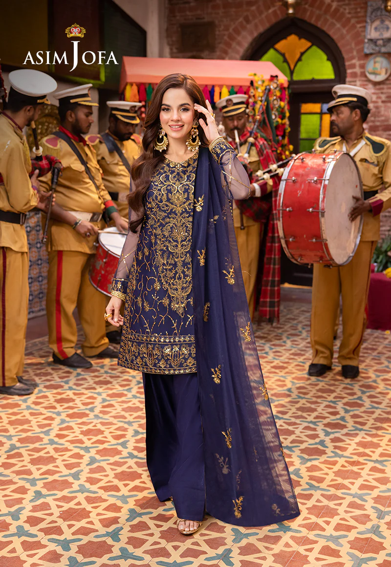 AJEMB-18 EMBROIDERED NET STITCHED 3 PCS