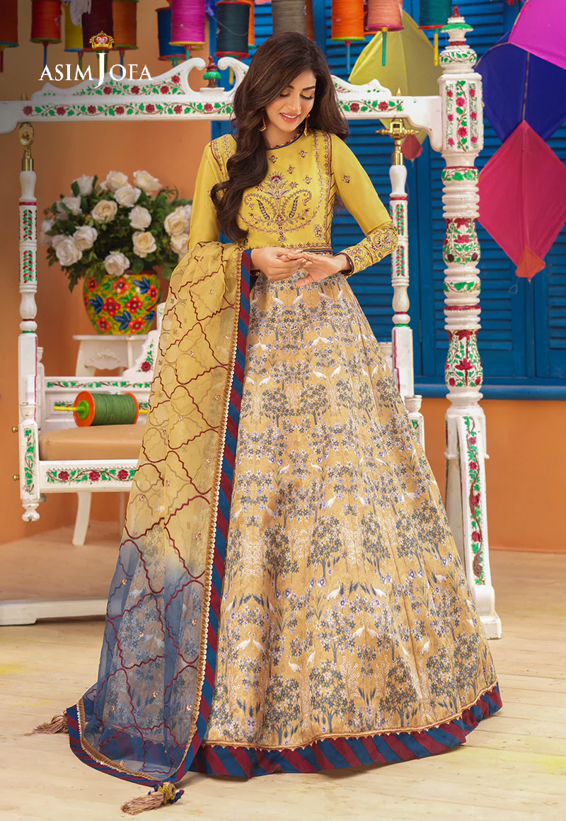 AJFC-68 EMBROIDERED VISCOSE RAW SILK 3 PCS - Image 6