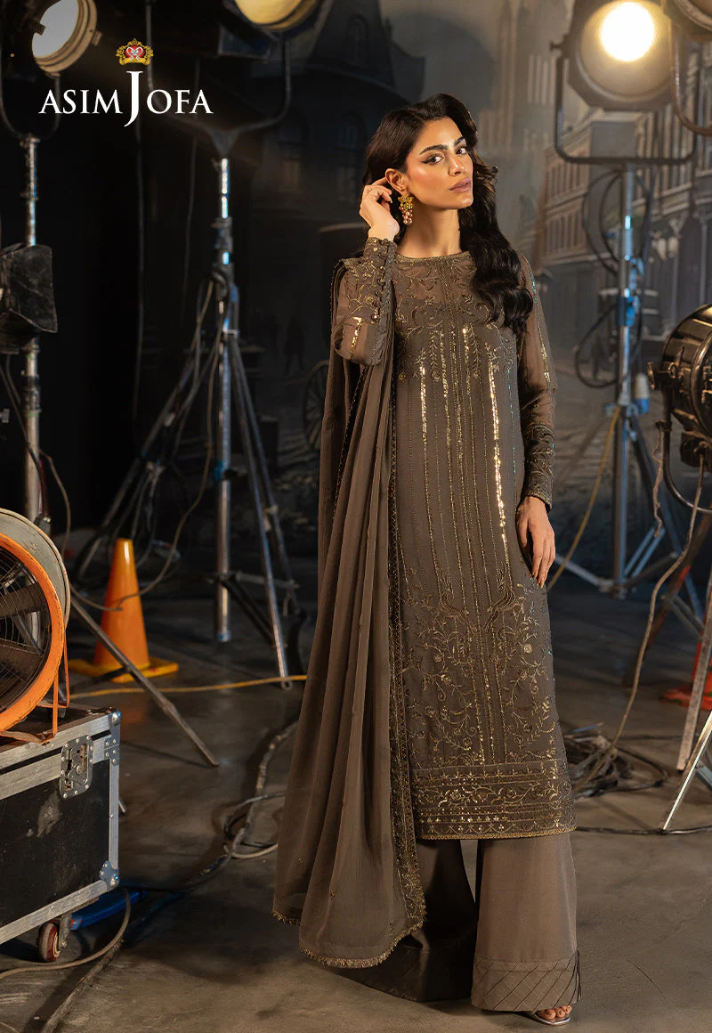 AJFOD-09 EMBROIDERED CHIFFON STITCHED 3 PCS - Image 2
