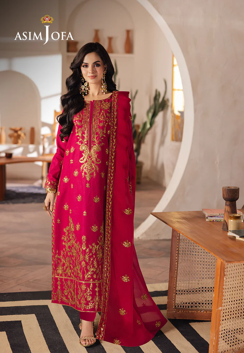 AJHEB-08 EMBROIDERED JUMBO SILK STITCHED 3 PCS