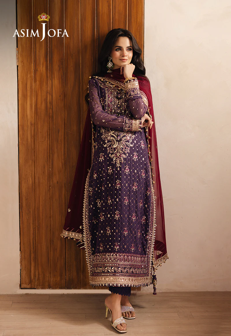 AJHED-01 EMBROIDERED CHIFFON STITCHED 3 PCS - Image 4