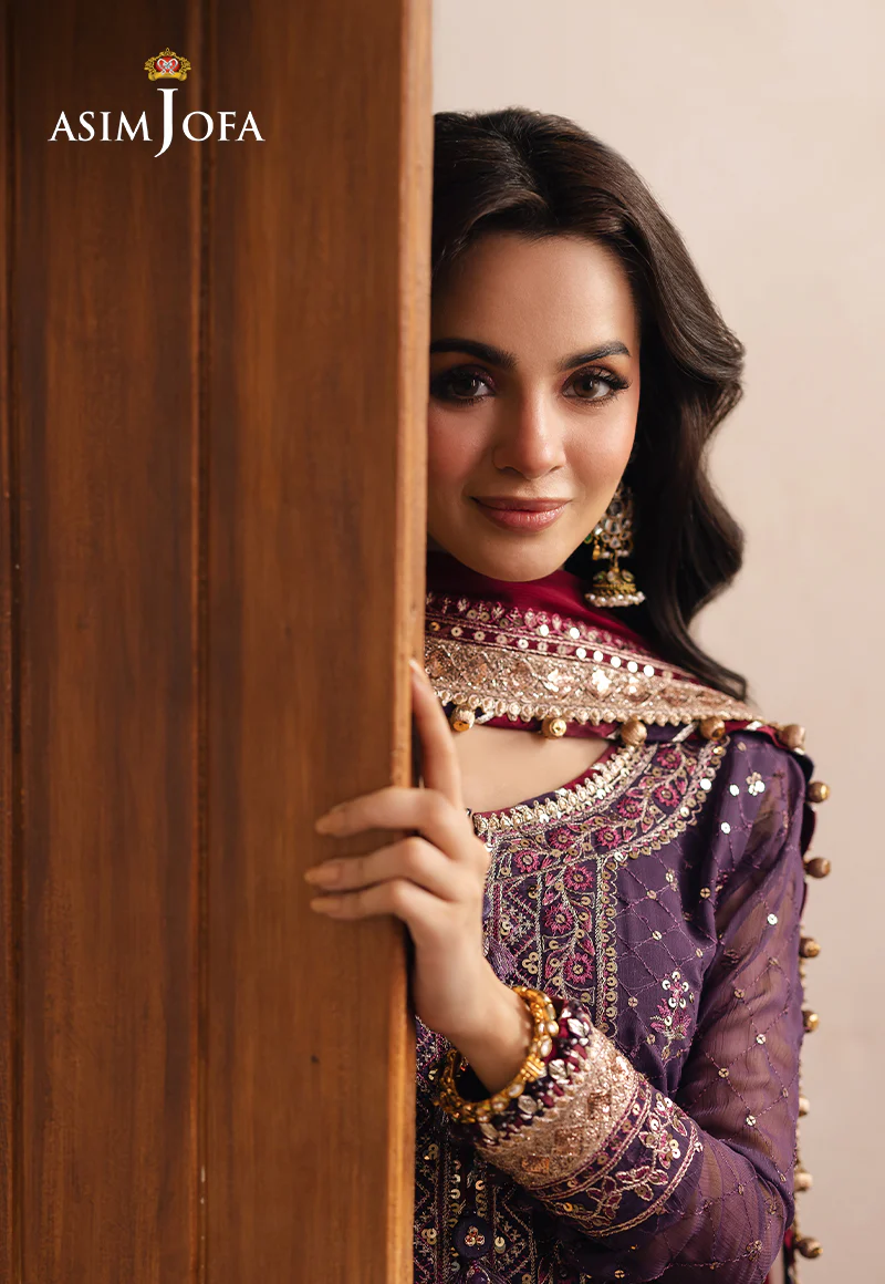 AJHED-01 EMBROIDERED CHIFFON STITCHED 3 PCS - Image 9