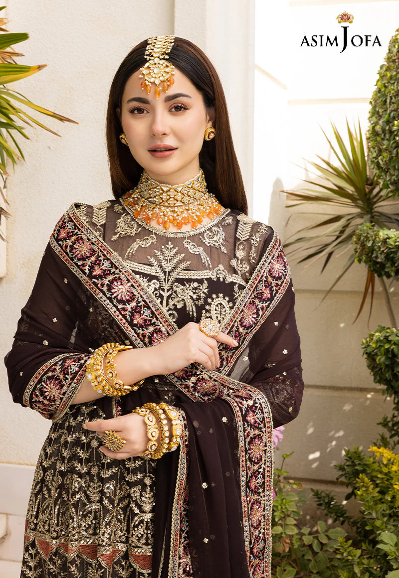 AJHJ-16 DESIGNERS STITCHED EMBROIDERED SILK 3 PCS - Image 6