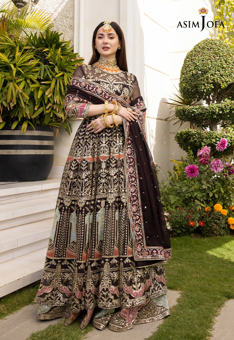 AJHJ-16 DESIGNERS STITCHED EMBROIDERED SILK 3 PCS - Image 8