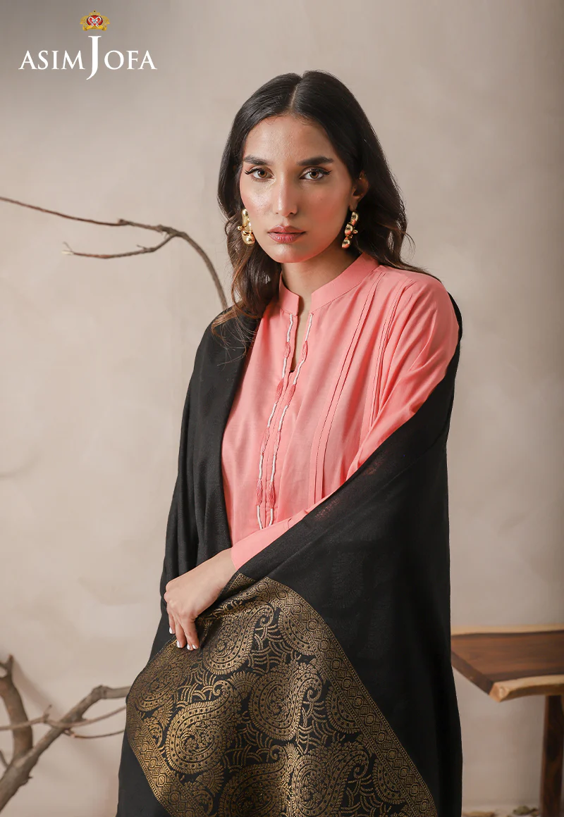 AJHS-01 ZARI BORDER SHAWL 1 PC - Image 2