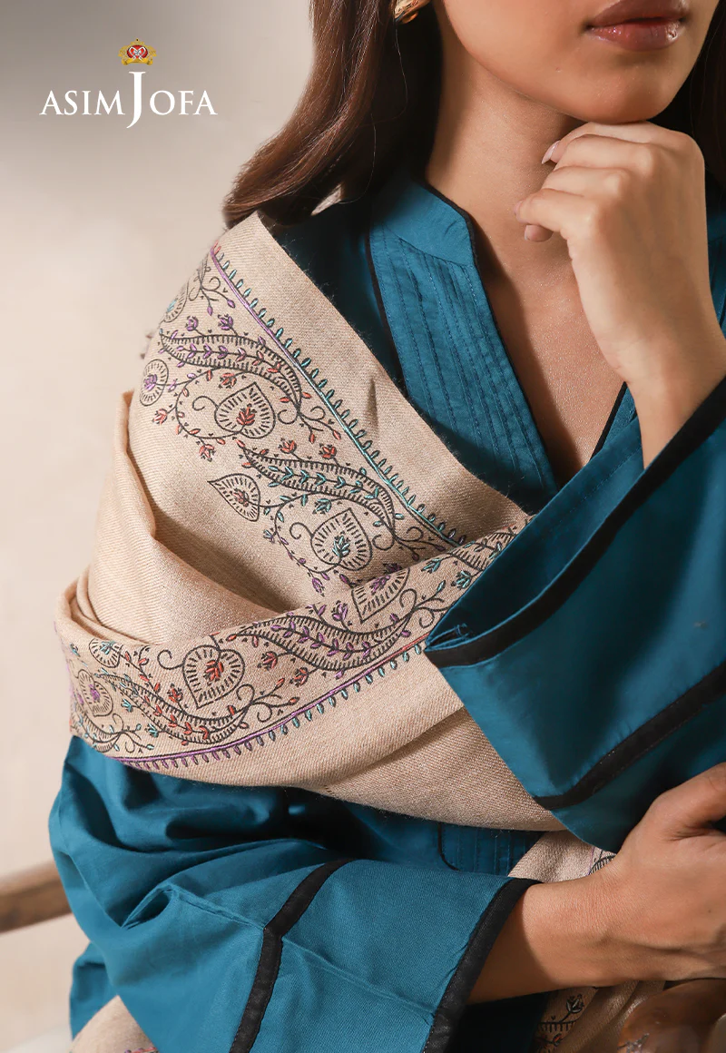 AJHS-10 KASHMIRI HAND EMBROIDERED SHAWL 1 PC - Image 3