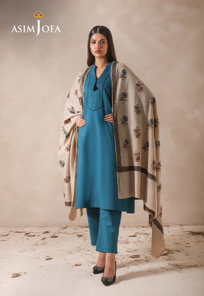 AJHS-16 FLORAL HAND EMBROIDERED SHAWL 1 PC