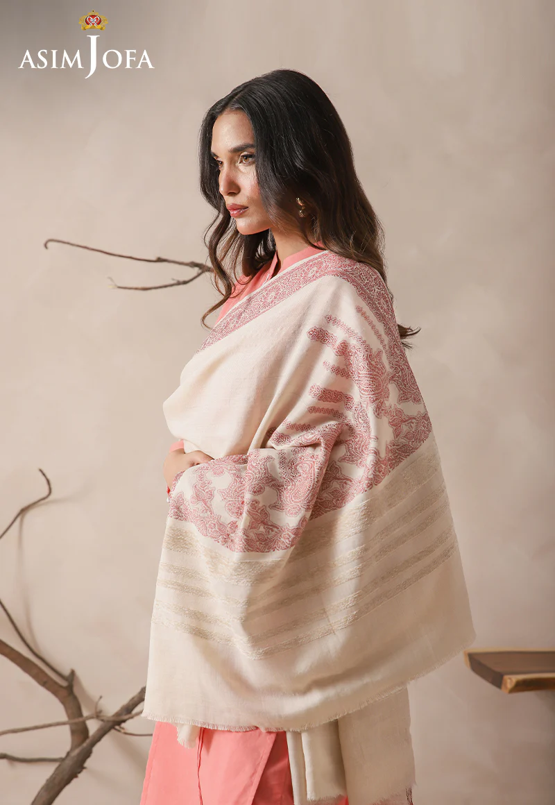 AJHS-22 JACQUARD VELVET BORDER SHAWL 1 PC - Image 2