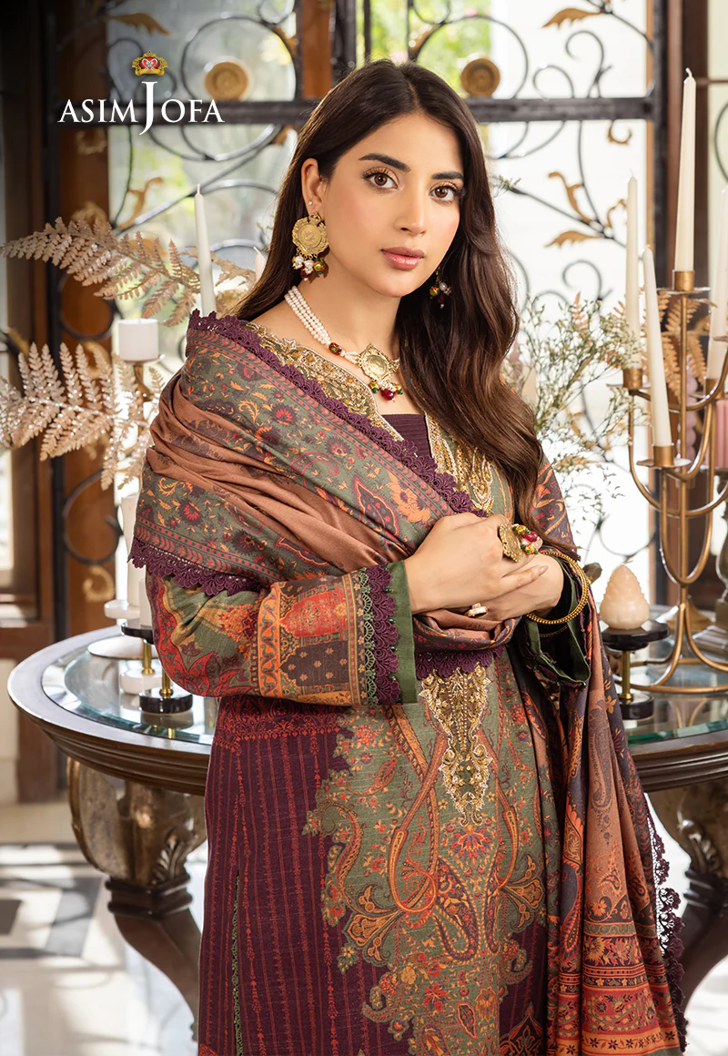 AJIW-07 EMBROIDERED KHADDAR 3 PCS - Image 5