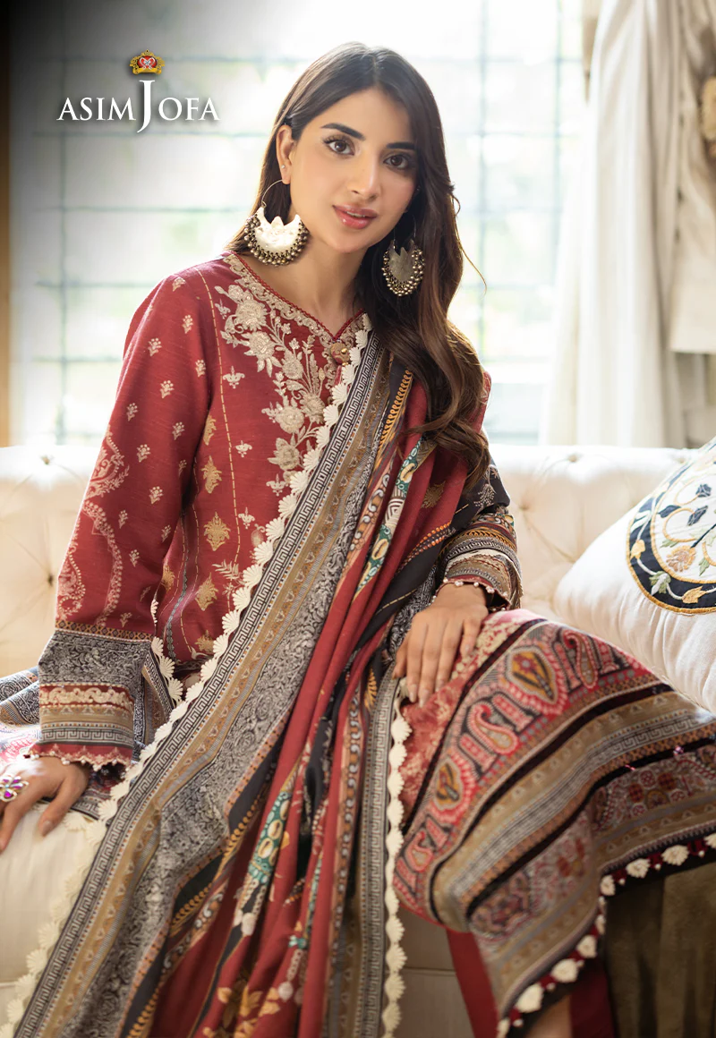 AJIWP-02 EMBROIDERED KHADDAR STITCHED 3 PCS - Image 3