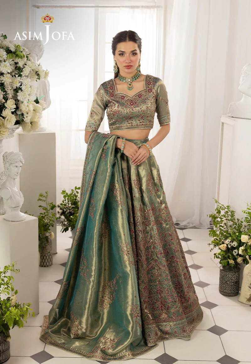 AJIZLD-10 EMBROIDERED ZARI TISSUE Stitched 3 PCS