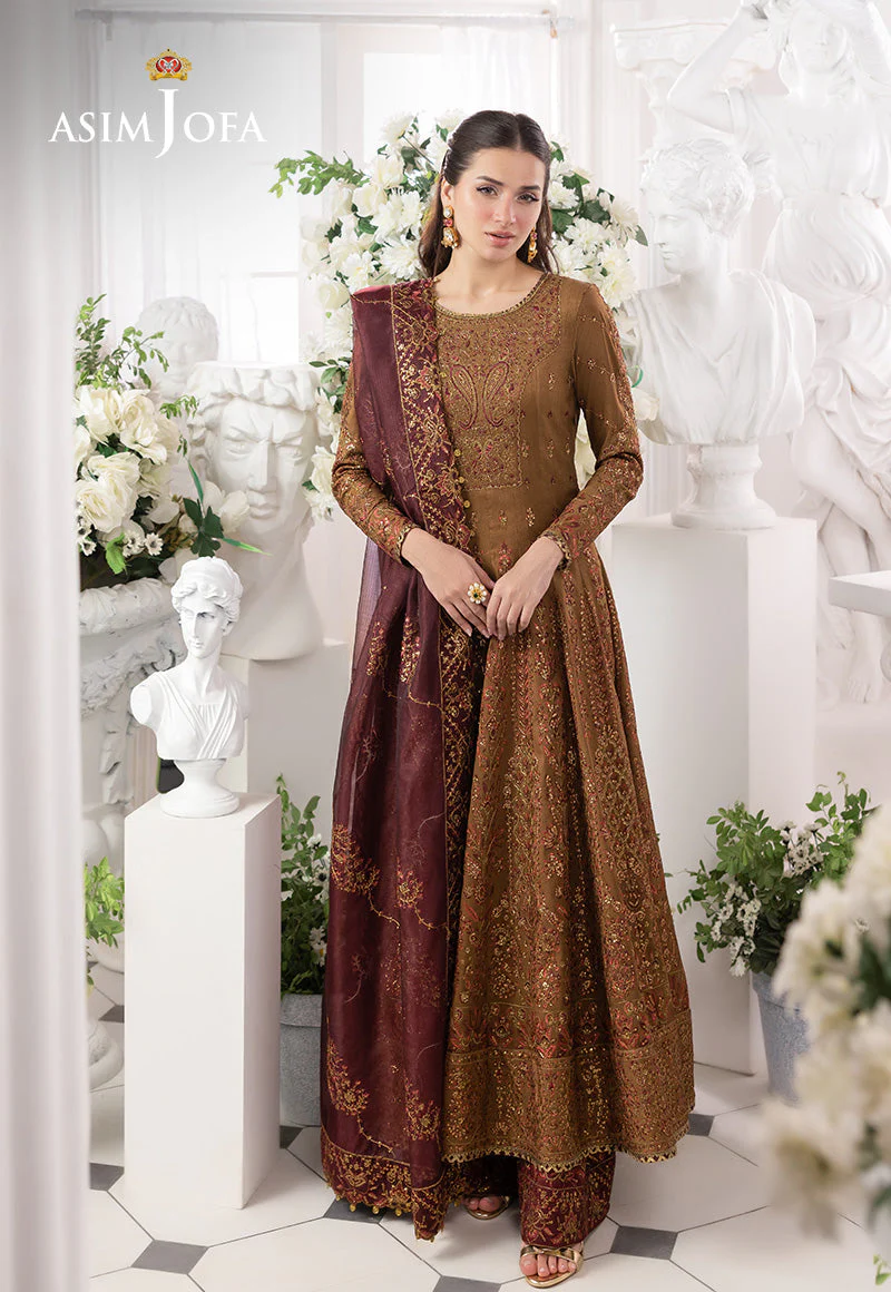 AJIZLD-13 EMBROIDERED SPUN RAW SILK STITCHED 3 PCS