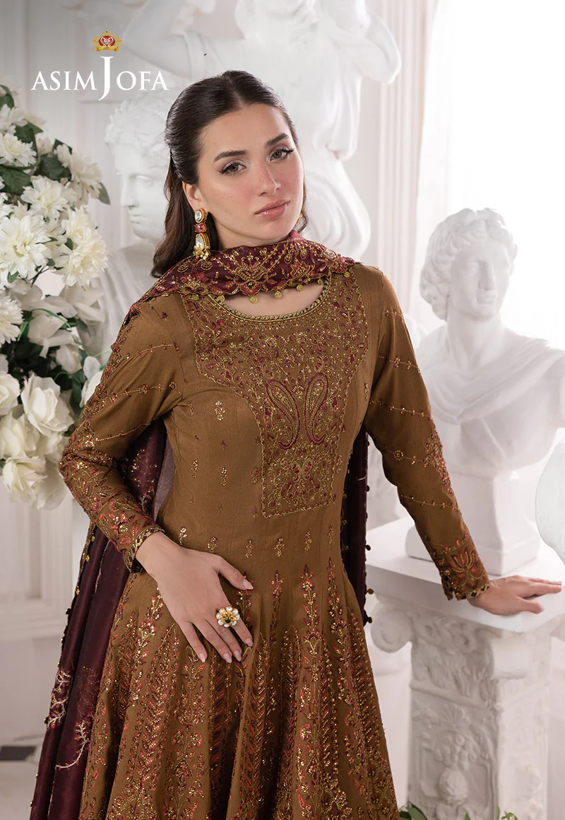AJIZL-13 EMBROIDERED SPUN RAW SILK UNSTITCHED 3 PCS - Image 4