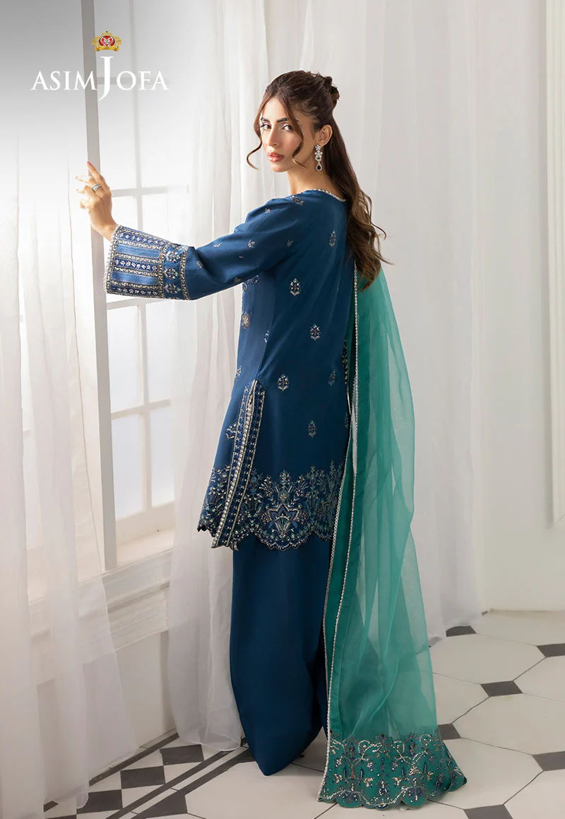 AJIZL-18 EMBROIDERED SILK UNSTITCHED 3 PCS - Image 2