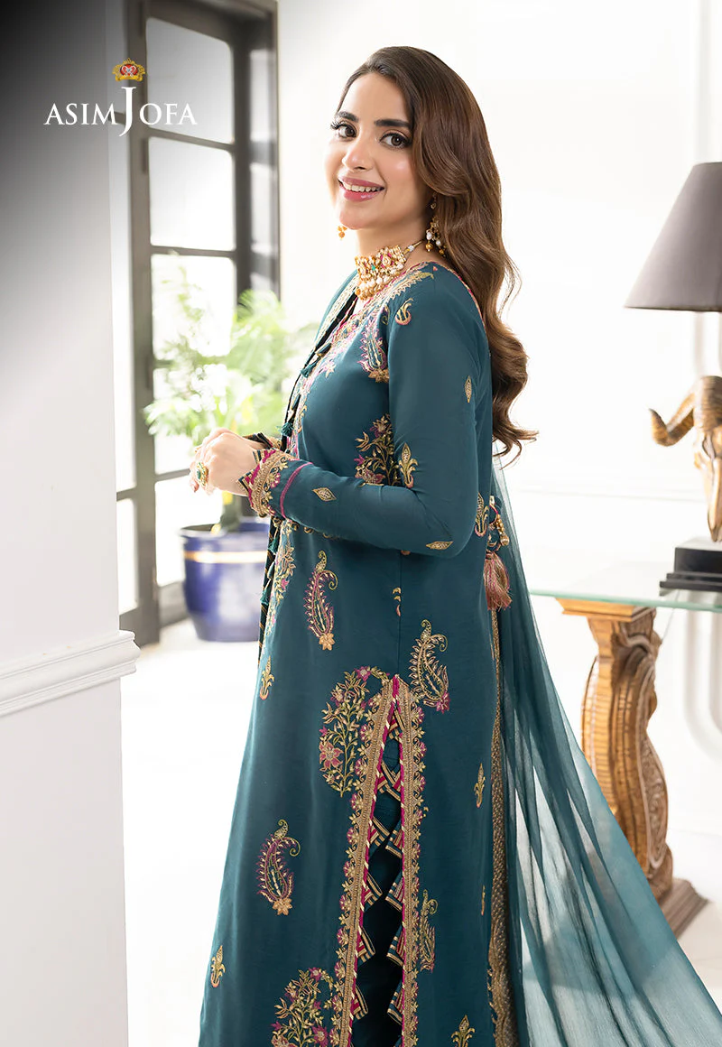 AJJMD-08 EMBROIDERED CHANDERI COTTON 3 PCS - Image 5