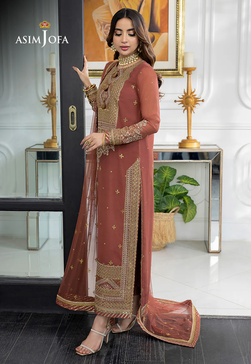 AJJM-13 EMBROIDERED GEORGETTE , ORGANZA 3 PCS - Image 3