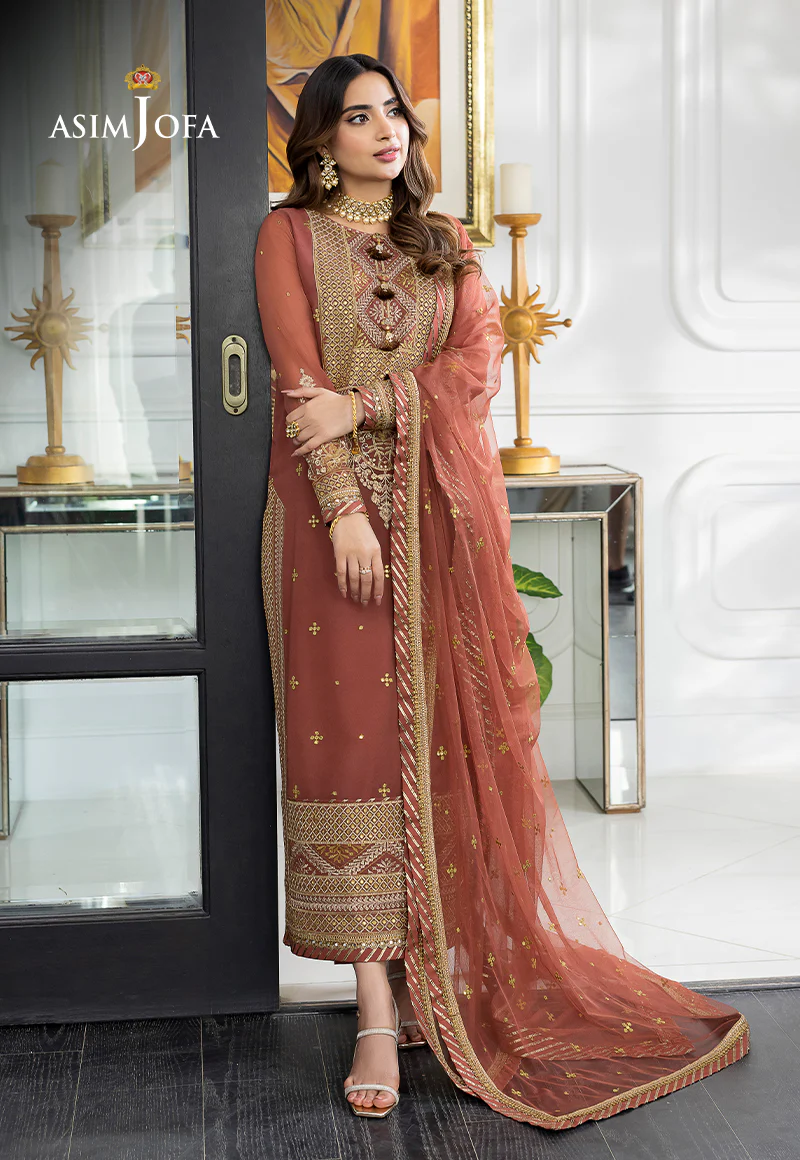 AJJM-13 EMBROIDERED GEORGETTE , ORGANZA 3 PCS - Image 4
